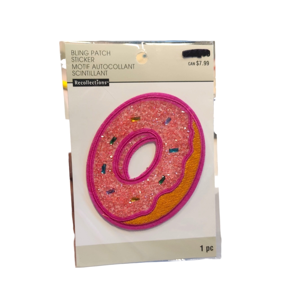 ✅4/25$✅ Recollections‎ Pink Donut Bling Patch Sticker